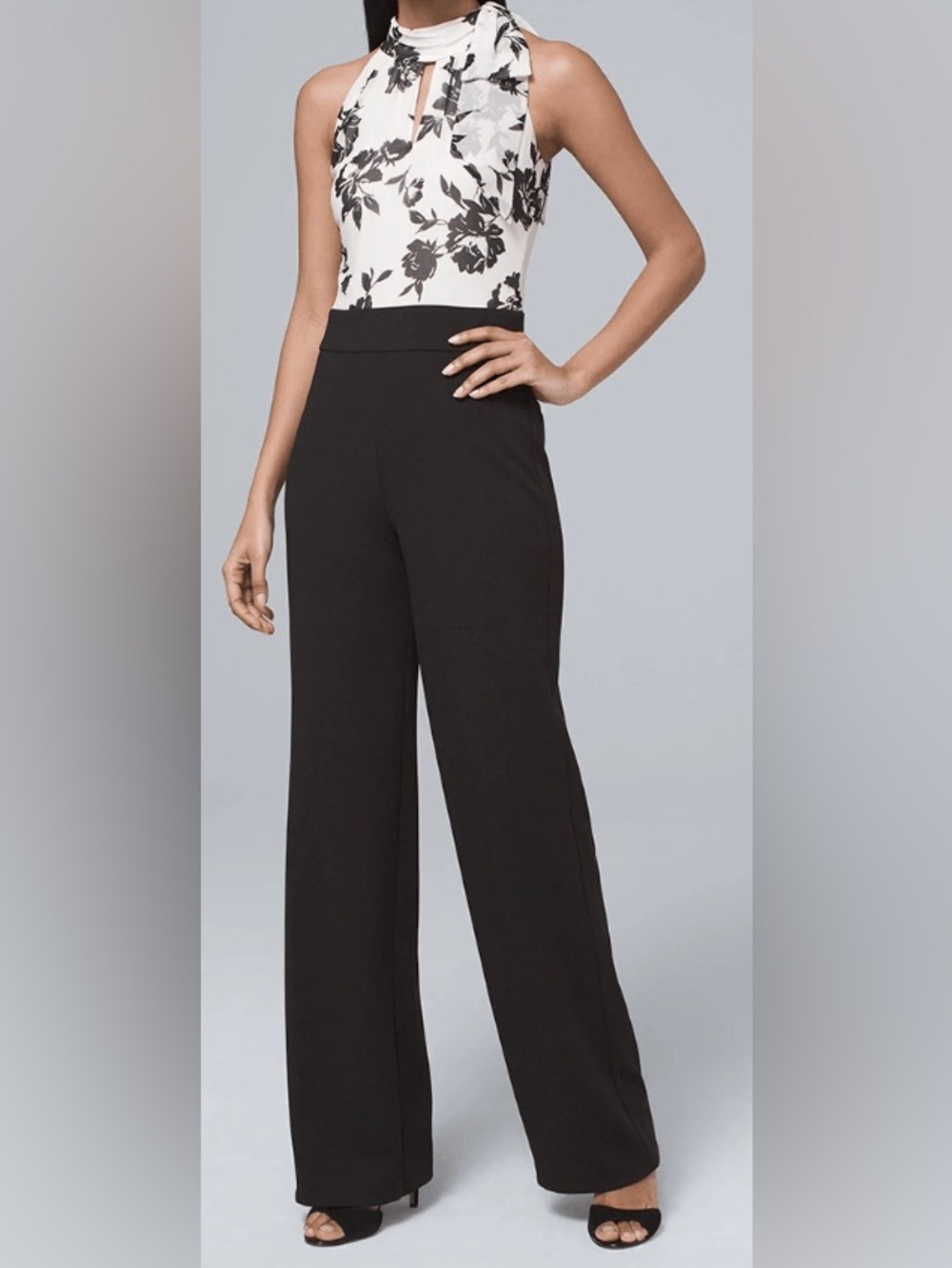 White House Black Market Floral Wide Leg Jumpsuit Women’s Size 4